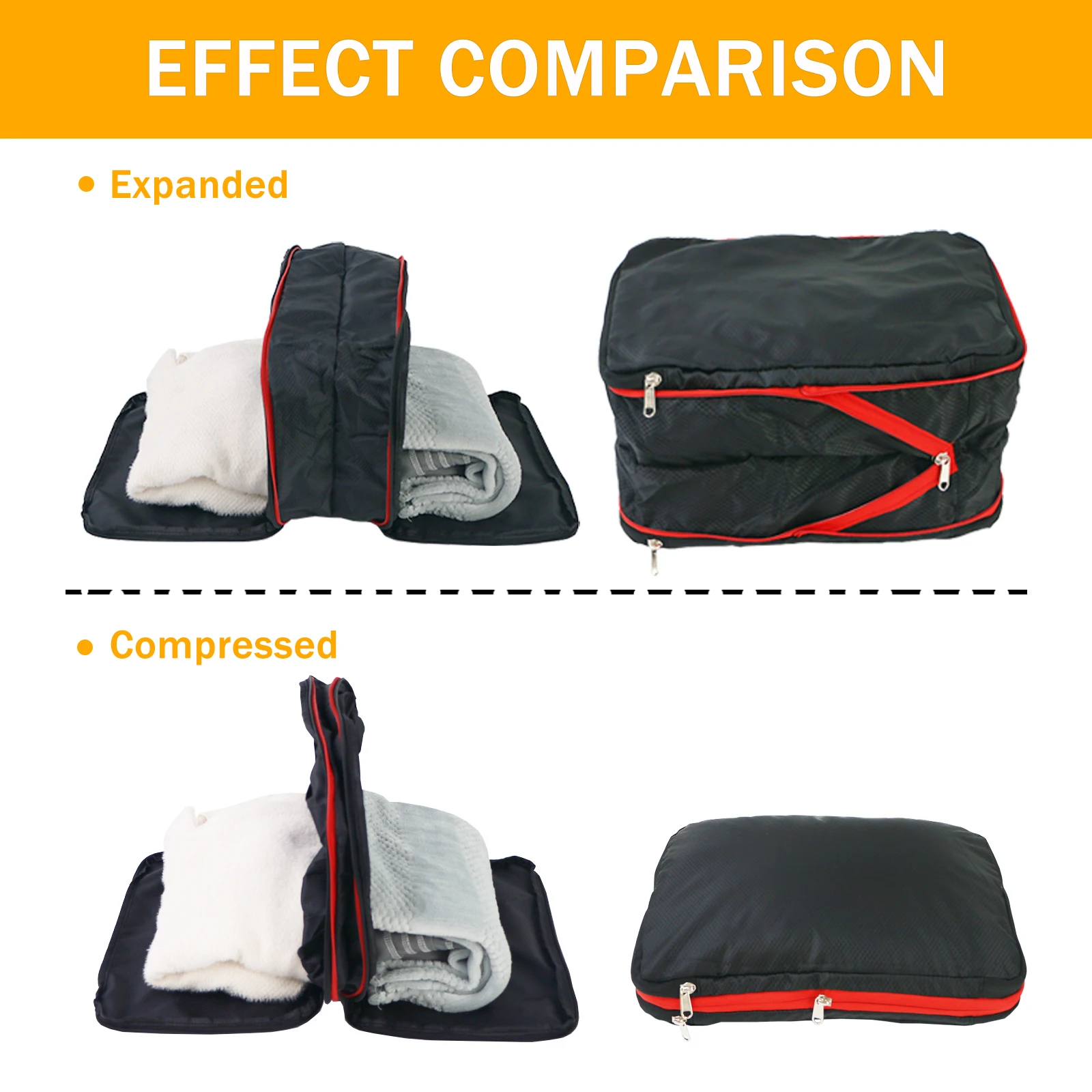 Packing Cubes For Travel Double Compression Pouch Luggage Organizer Storage Bags Large Capacity/Waterproof With Sturdy Zipper