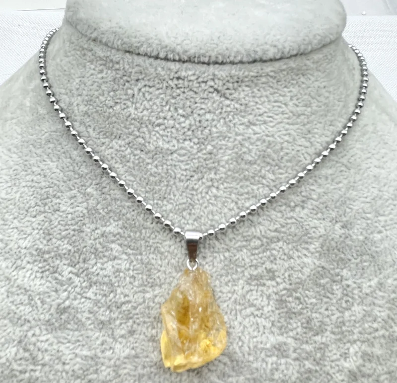 Natural Stone Yellow Crystal Black Tourmaline Repair Ore Can Be Used Charm Citrine Pendant For DIY Jewelry Making Necklace 1pc