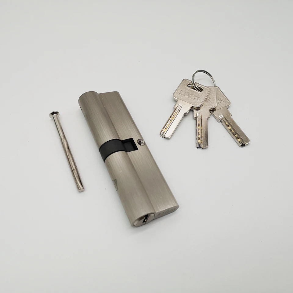 OSPON 100mm Euro standard profile solid brass key cylinder 50x50 SNKT with nickel brush finish, 3pcs normal keys