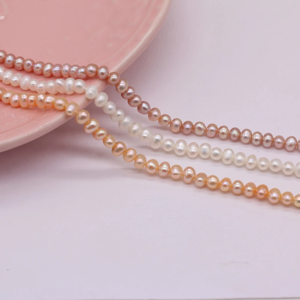 AAA Natural Freshwater Pearl Cross Hole Rice-Shaped Beads 3-3.5 MM For Jewelry Making DIY Bracelet Earring Necklace Accessory