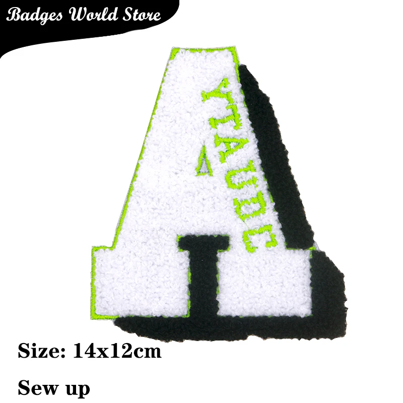 Letter PK Z R N A Number 9  Word Chenille Icon Towel Embroidery Applique Patches For Clothing DIY Iron on Badges on the Backpack