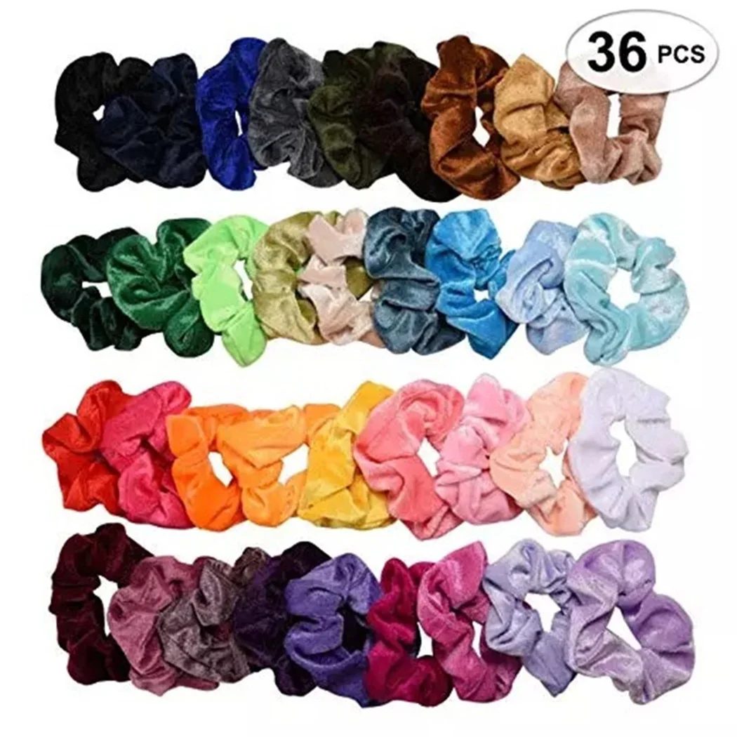 

36pcs Velvet Scrunchie Women Girls Elastic Hair Rubber Bands Accessories Gum Women Tie Hair Ring Rope Ponytail Holder Headdress