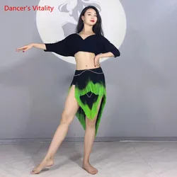 Belly Bance Suit Modal Top Short Sleeve Or Tassel Skirt Practice Clothes Female Temperament Performance Exercise Clothing