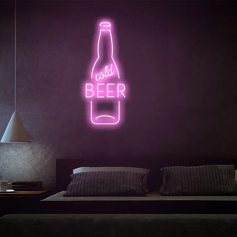 Cold Beer Neon Sign Pool Room Custom Led Light Sign Wall Art Romance Wedding