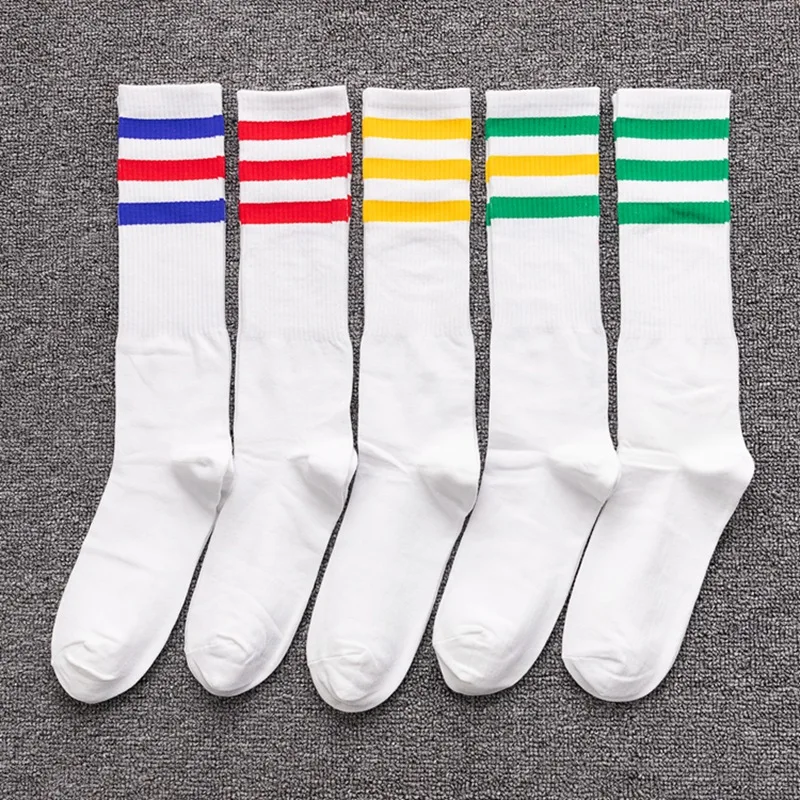 Men\'s street shooting with long tube socks stripes white and black solid color cotton high tube to help fashion trendy sports