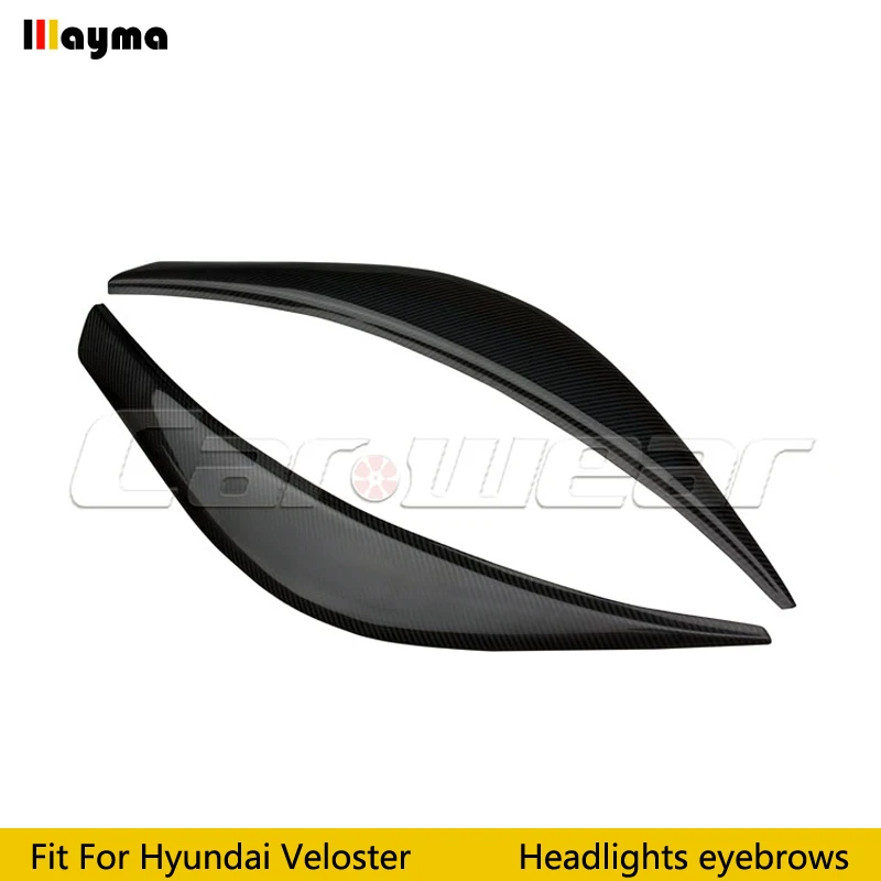 LP Style For Hyundai Veloster 1.6L 1.6T Carbon Fiber Wide Body Headlight Eyebrow CF Bumper Eyelid Auto Body Kit eyebrows 1pair