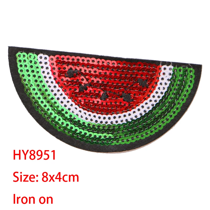 2Pcs Cute fruit cartoon sequins icon Iron on Patches for Clothing DIY Stripes Clothes Patchwork Stickers Custom Badges