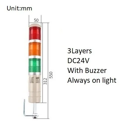 Industriële Multilayer Veiligheid Stapel Alarm Lamp Side Opknoping Led Signaal Toren Waarschuwingslampje DC12V/24V AC110V/220V Met Zoemer