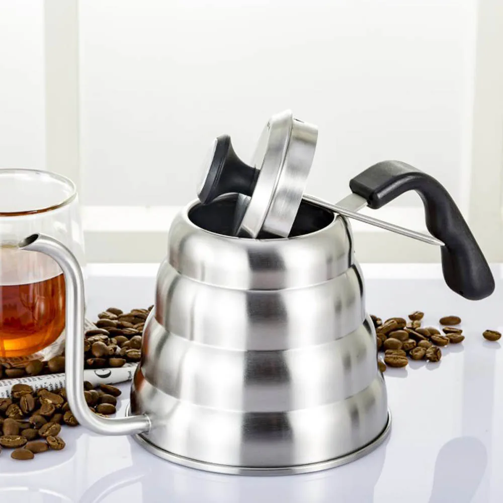 

1L/1.2L Stainless Steel Tea Coffee Kettle with Thermometer Gooseneck Thin Spout for Pour Over Coffee Pot Works on Stovetop