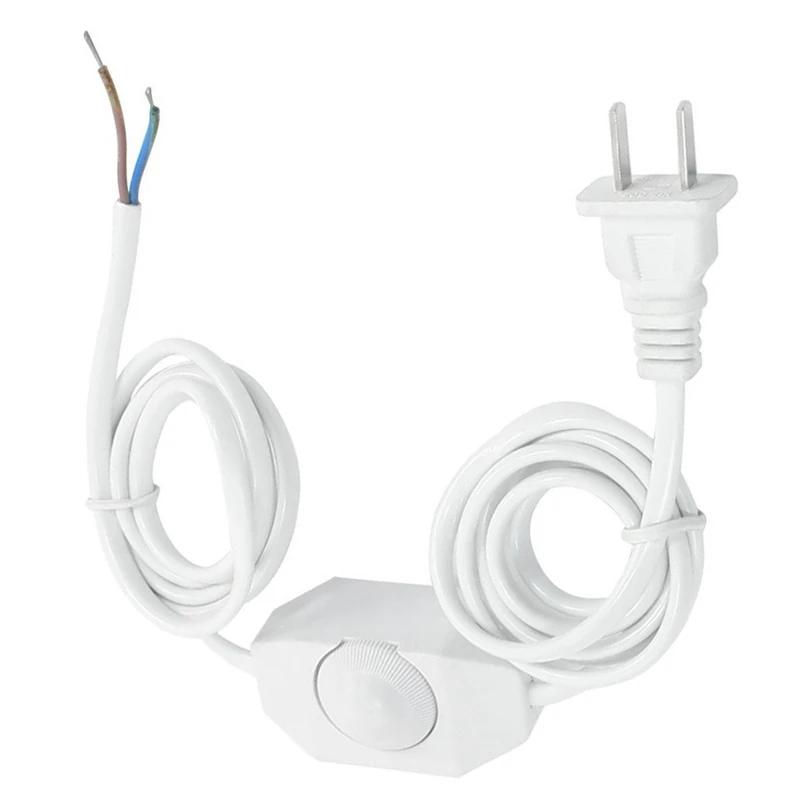 White Lamp Power Cord w Dimmer Switch AC 250V/110V US Plug