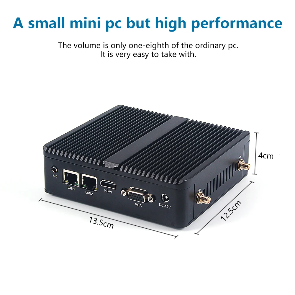 DongCoh Fanless Mini Desktop PC Celeron J5005 J1900 J4125 N2840 N2930 2 Gigabit Ethernet RS232 VGA HD 6USB industrial Computer