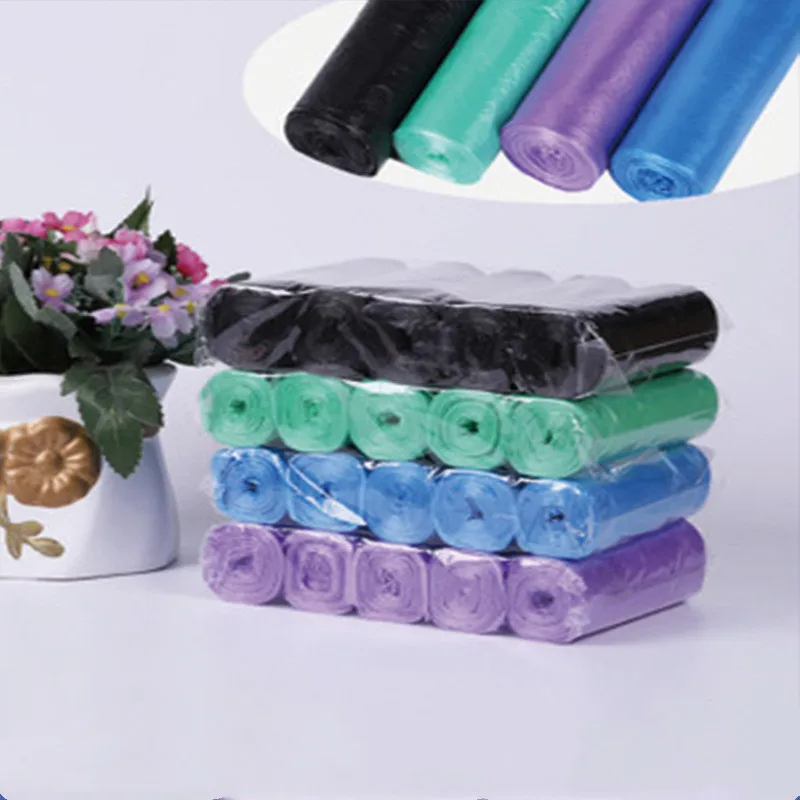 5packs(5*100pcs) Garbage bag black color Hotel continuous roll flat mouth garbage bag disposable plastic bag