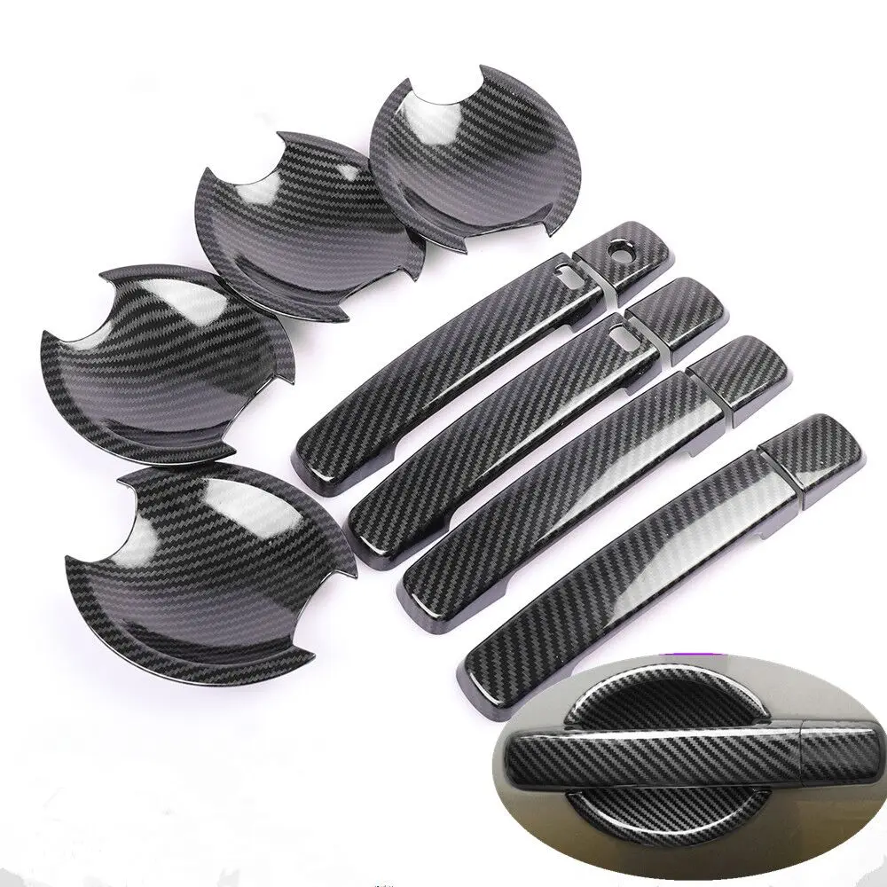 For Nissan Qashqai j10 2007 2008 2009 2010 2011 2012 2013 Carbon Fiber Chrome Car Door Handle Cover Stickers Styling Accessories