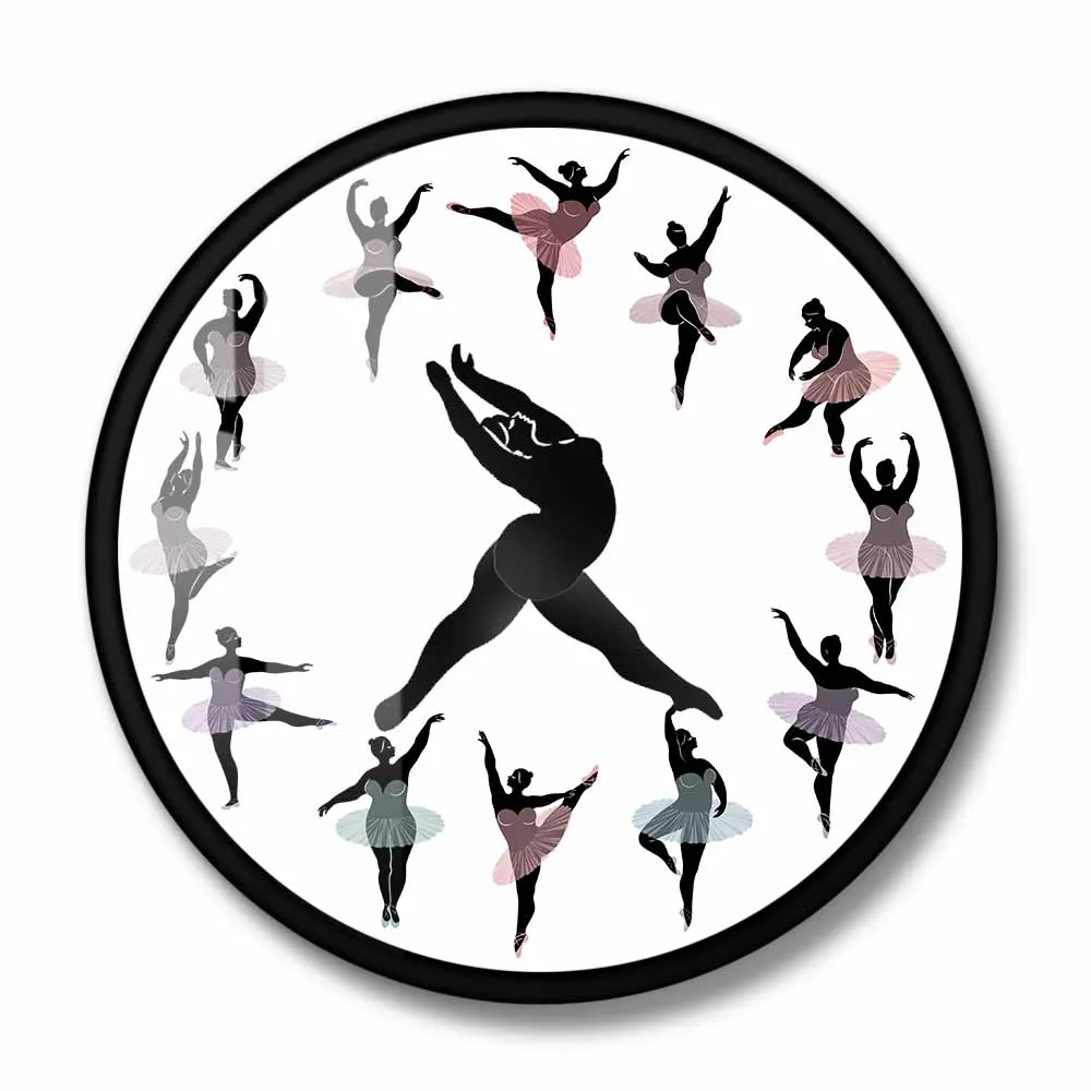 Healthy Ballerina Inspirational Modern Deign Wall Clock Overweight Ballet Dancers Silent Sweep Dancing Hands Home Décor Watch