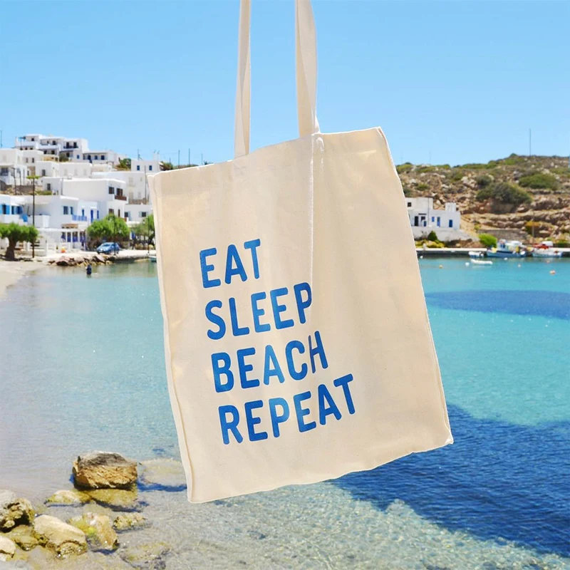 EAT SLEEP BEACH REPEAT large beach bag Funny Letter Print Women canvas tote bag Eco Reusable cloth Shopper bag Girl Handbags