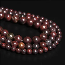 Natural Bloodstone Beads Polished Red Gem Stone Round Beads For Jewelry Making Men Bracelets Necklace 15.5