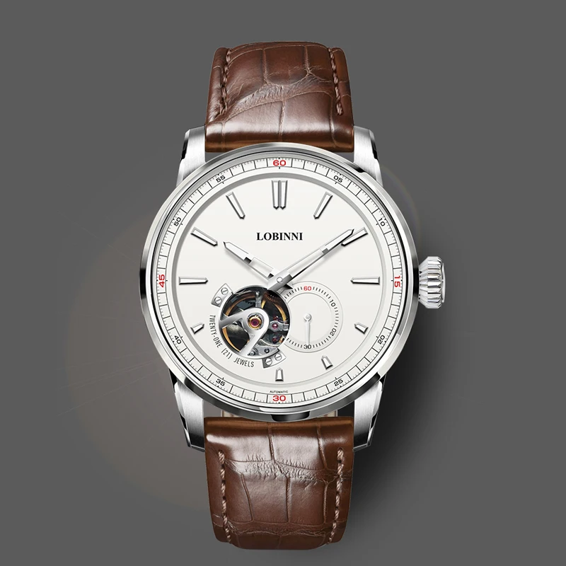 Lobinni Элитный бренд MIYOTA Механизм Мужские часы со скелетом Светящаяся стрелка Деловые мужские часы Водонепроницаемые часы из нержавеющей стали