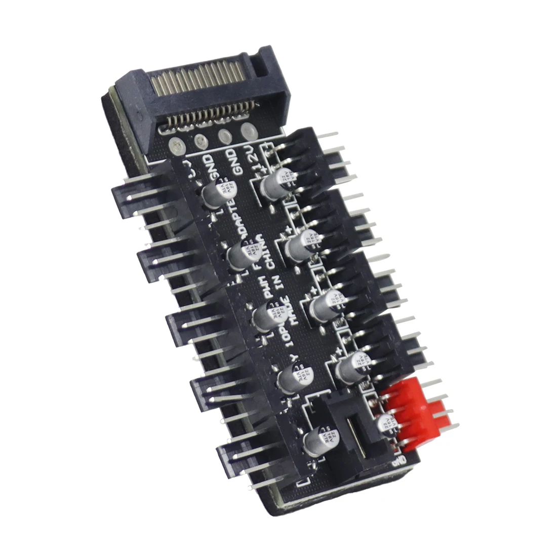 PWM Fan Hub 1 to 10 Sata Molex Cooler Cooling 4Pin Fan Splitter Cable 12V Fan Speed Controller Adapter with LED For Miner Mining