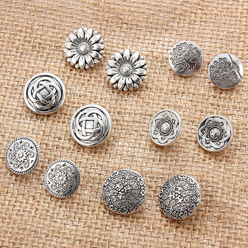 Bouton de manteau en laine, 10 pièces/lot, coupe-vent en métal, motif Vintage, diamètre 17mm