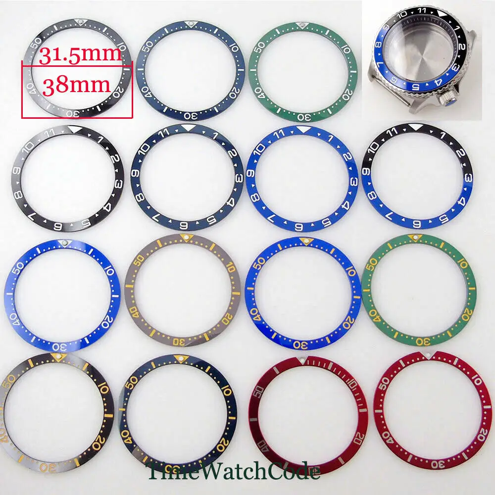 38mm*31.5mm Flat Watch Bezel Insert Ceramic/Alloy Bezel Ring For SKX007 SKX009 12 Hours Black/Blue/Green/Red Wristwatch Parts