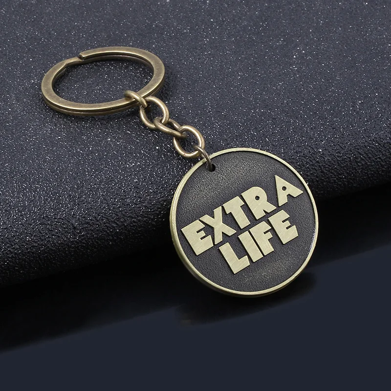 Movies Ready Player One Keychain Antique Bronze Coin EXTRA LIFE Pendant Keyring COsplay Props for Women Men Backpack Jewelry