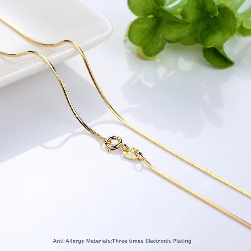 14K Gold Color Chain Necklace For Jewelry Making Water Wave Chain/Box/Snake/Sparkle/Cross Chain 18 inches For Necklace Pendant