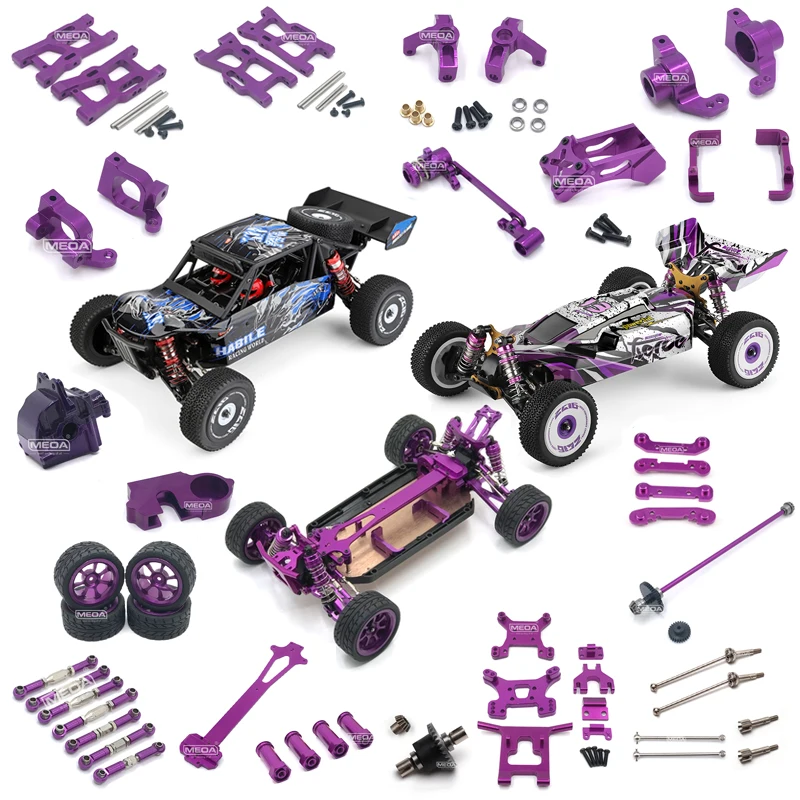 Wltoys 124018 124019 RC Car 1:12 Purple All Upgrade Metal Spare Parts 4WD C Type Seat/Central Drive Shaft Assembly/Axle/Bearing