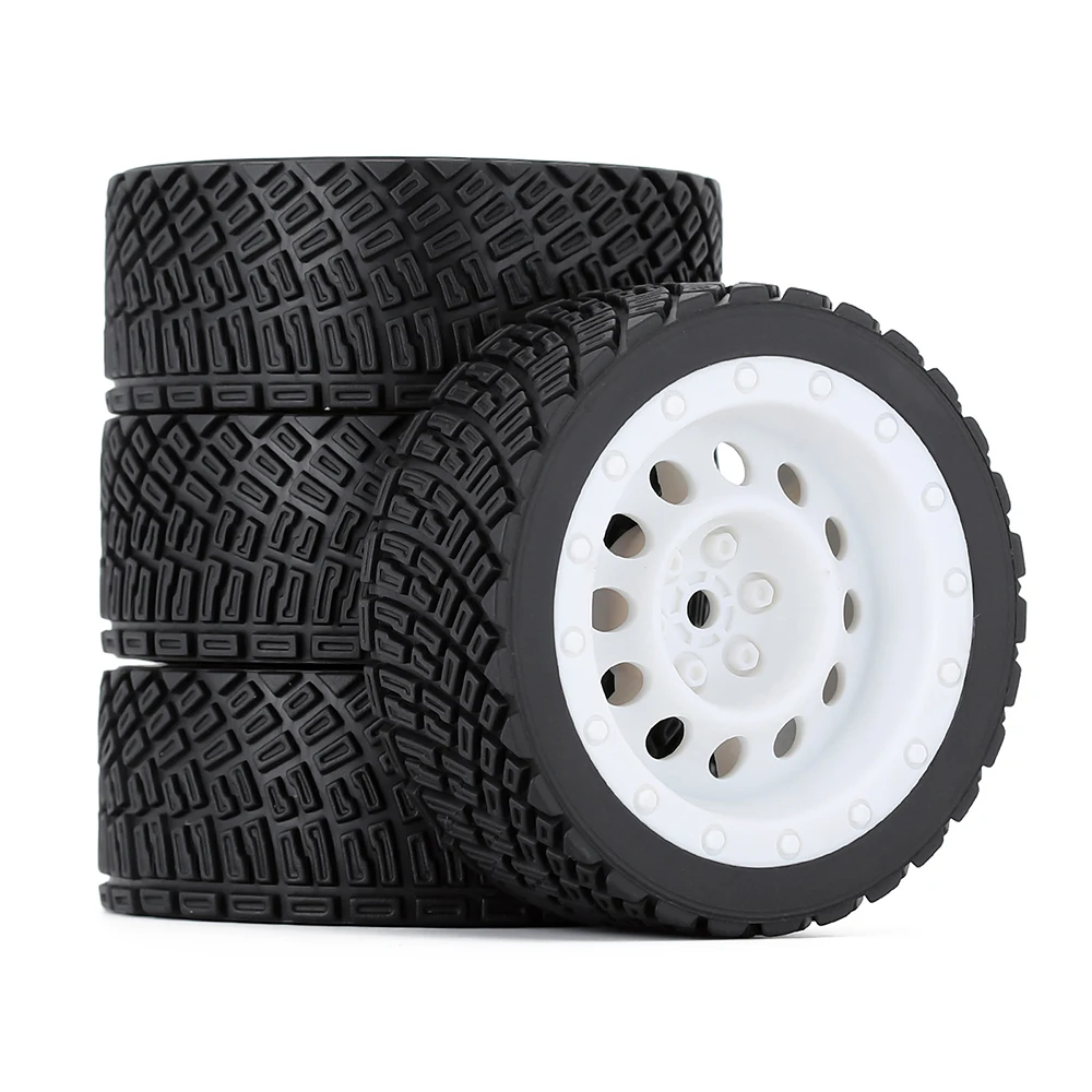 4PCS 12mm Hex 67mm RC Car Rubber Tires Wheel Rim for 1/10 Rolly HPI WR8 HSP 94177 White WLtoys 1/14 144001 RC Car