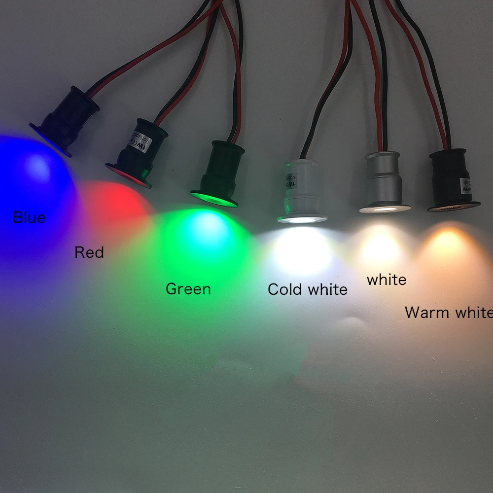 Miniluces LED empotradas, lámpara de techo regulable de 12V, 1W, mando a distancia, 15mm, color blanco, plateado y negro, para armario