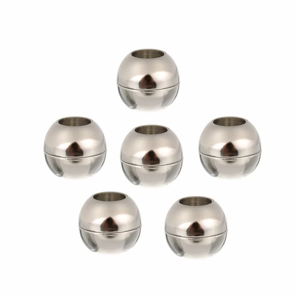 10pcs Round Strong Magnetic Clasps fit 4 5 6 mm Leather Cord Bracelet Rhodium Color Connectors For Jewelry Making