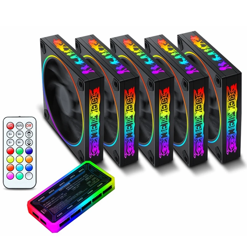 8 in 1 RGB Fans 120mm X 25mm Water Cooling Radiator for Computer PC Set Up  Cpu Cooler Radiator,Speed Color Control Support