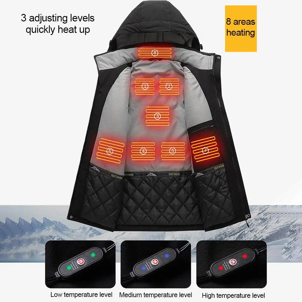 winter Outdoor Smart Heated Jacket washable Men Heating Jacket Vest Winter Cloth Camping Hiking Warm Hunting Sport Jacket Warm