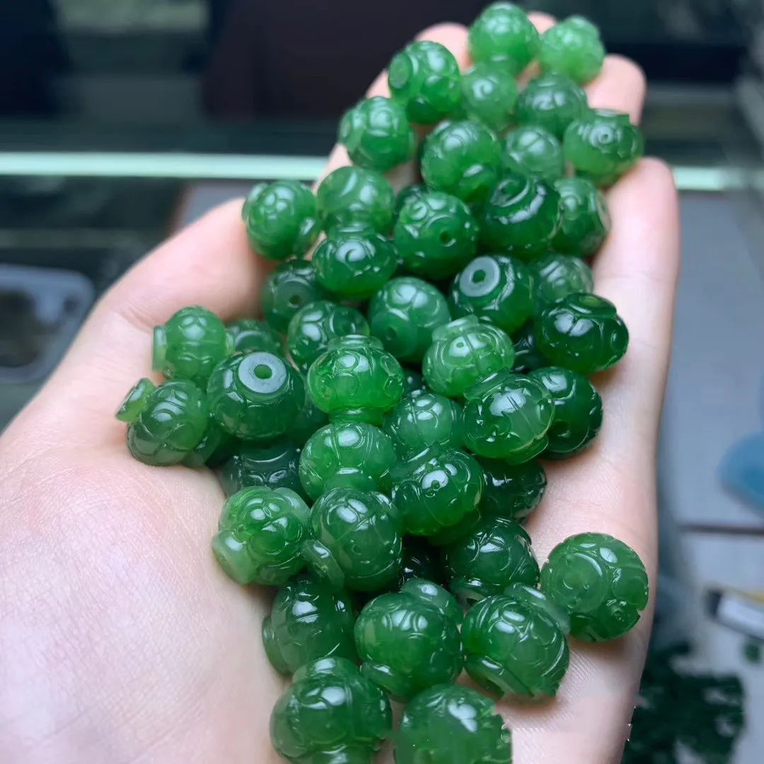 10PC Natural Hetian jasper carved lantern beads natural jade charm accessories for making jewelry wholesale