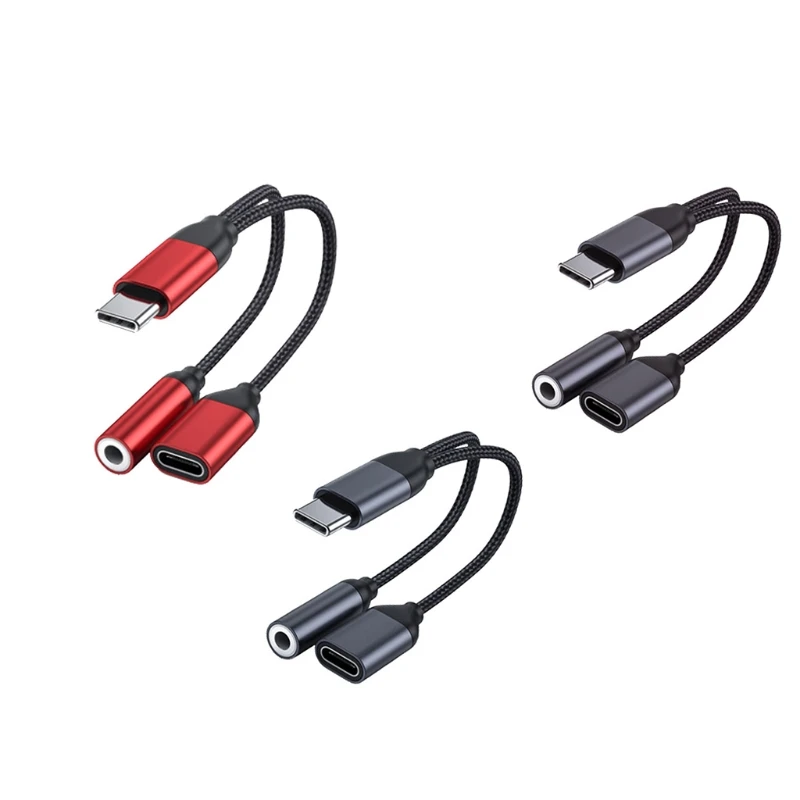 Adapter USB C 2 en 1 a 3,5mm, con cargador, tipo 3,5mm, auriculares