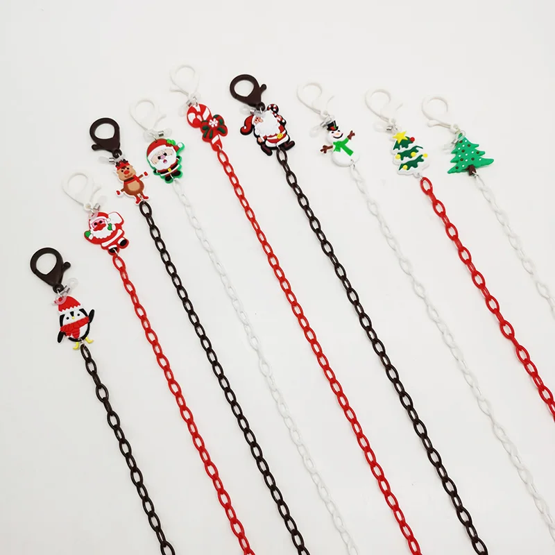 Children Masks Chain Creative Cartoon Christmas Colorful Acrylic Mask Rope Holder Non-slip Eyeglass Accessories For Kids Student