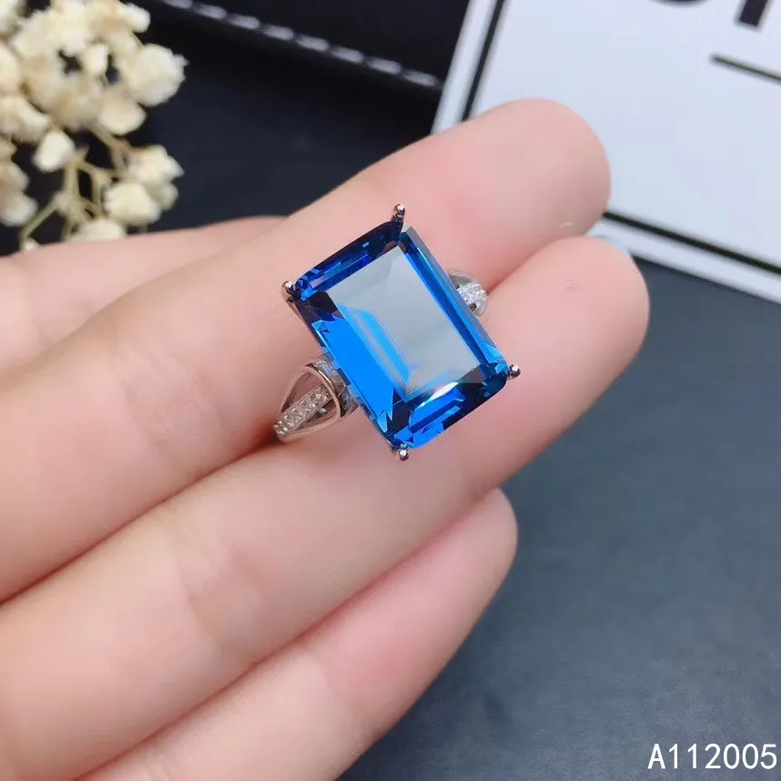 

KJJEAXCMY fine jewelry 925 sterling silver inlaid natural gem stones blue topaz gemstone new Female Miss woman girl ring