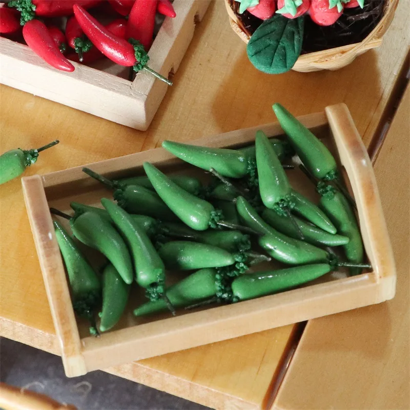 30pcs Dollhouse Vegatables Carrot Green Pepper Red Chili For Kitchen Toy Miniature Toy For DIY