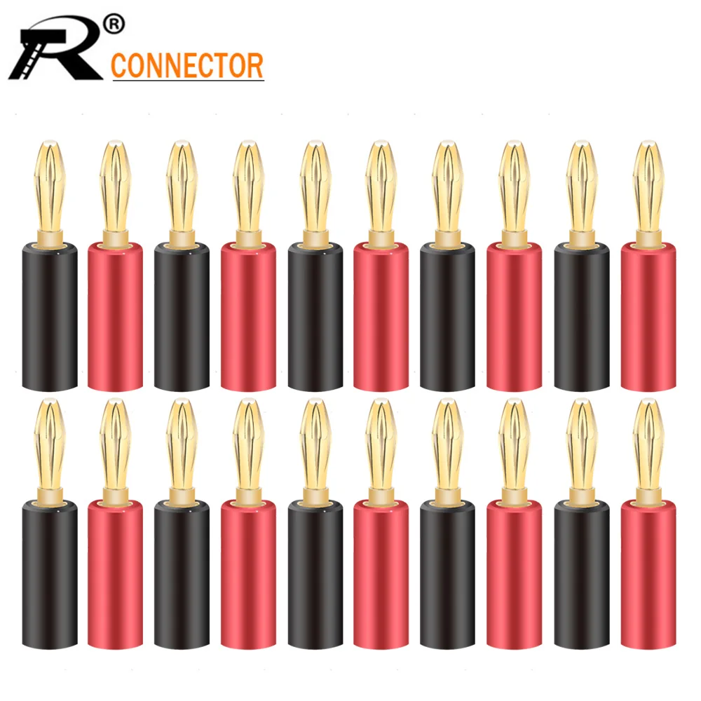 

20pcs 4mm Audio Speaker Screw Banana Plugs Connector Red Black Screw Type Speaker Cable Wire Pin Banana Plug Connectors