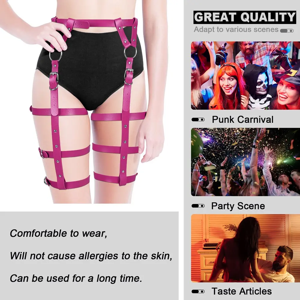 

Punk Goth Leather Accessories Harness Sword Belt Bondage Sexy Lingerie Dance Festival Clubwear Garters Stocking Thigh Bands