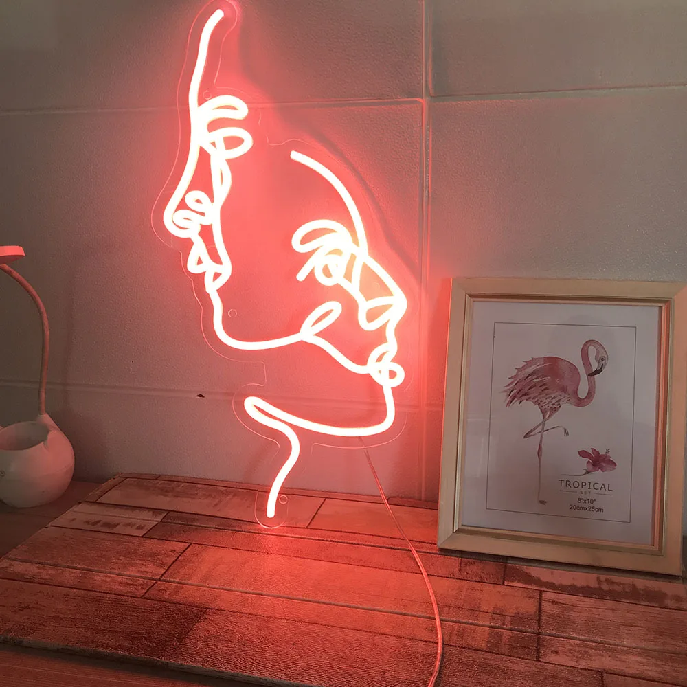 

"Face" Led Neon Light Home Decoration 12V Dimmer Clear Acrylic Wall Decor