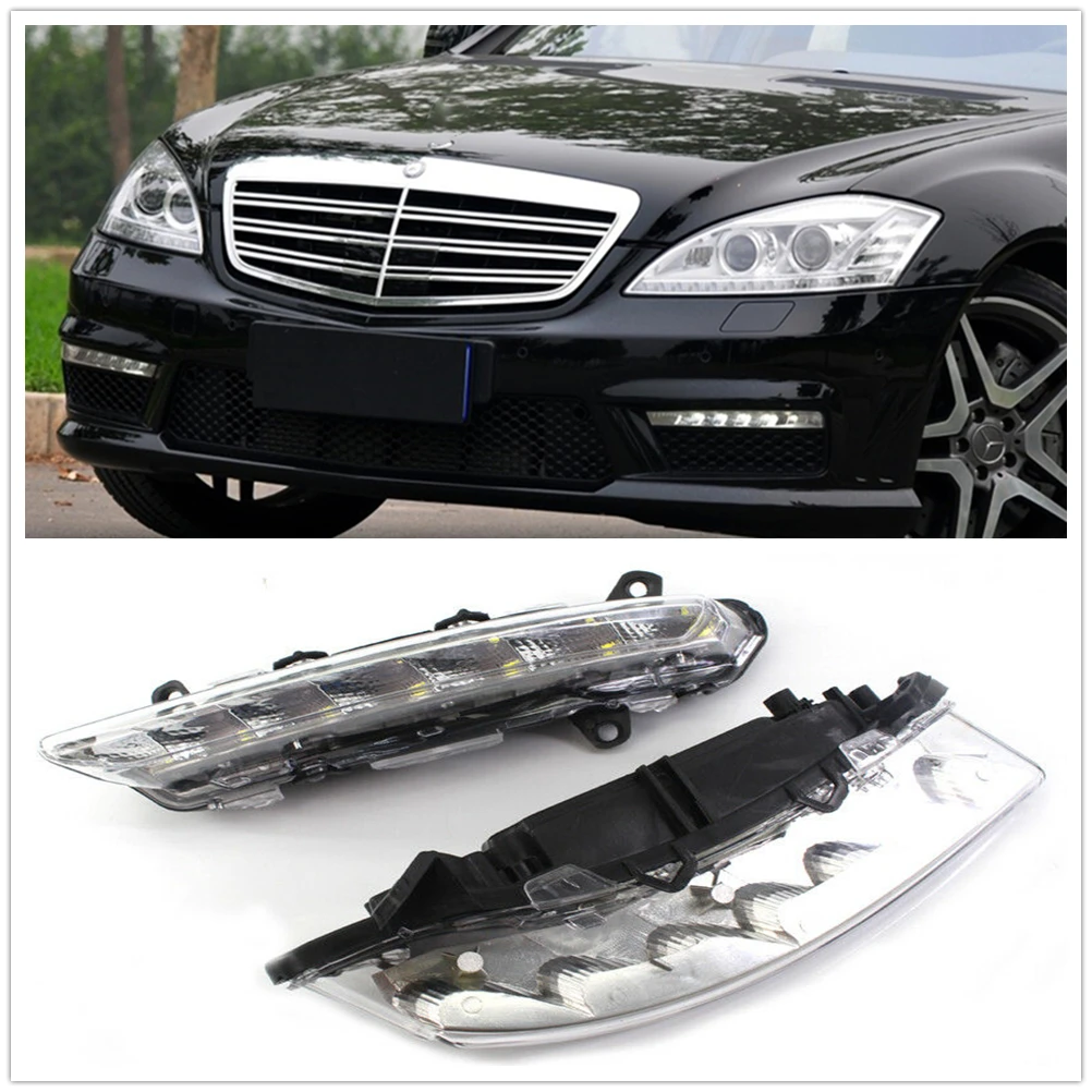 

2pcs For Mercedes-Benz S-Class W221 2008-2013 LED Front Bumper Lamp Bulb Intake Cover Foglamp Signal Daytime Running Fog Light