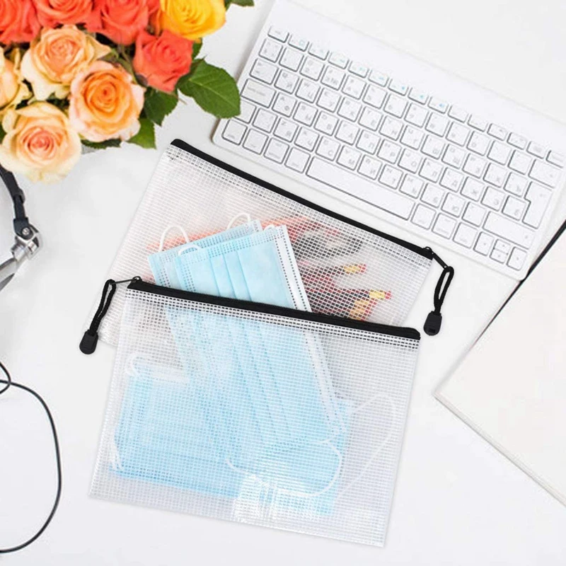 NEW-18 Pack A5 Mesh Zipper Pouch, borse per File con cerniera, borse per giochi da tavolo per forniture per ufficio scolastico e viaggi