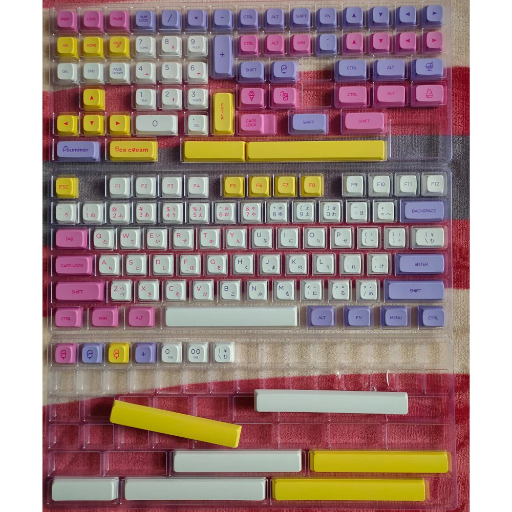 151 Keys Ice Cream Color PPT Keycaps For Cherry Mx Switch Mechanical Gaming Keyboard Filco English Japanese Colorful Key Cap