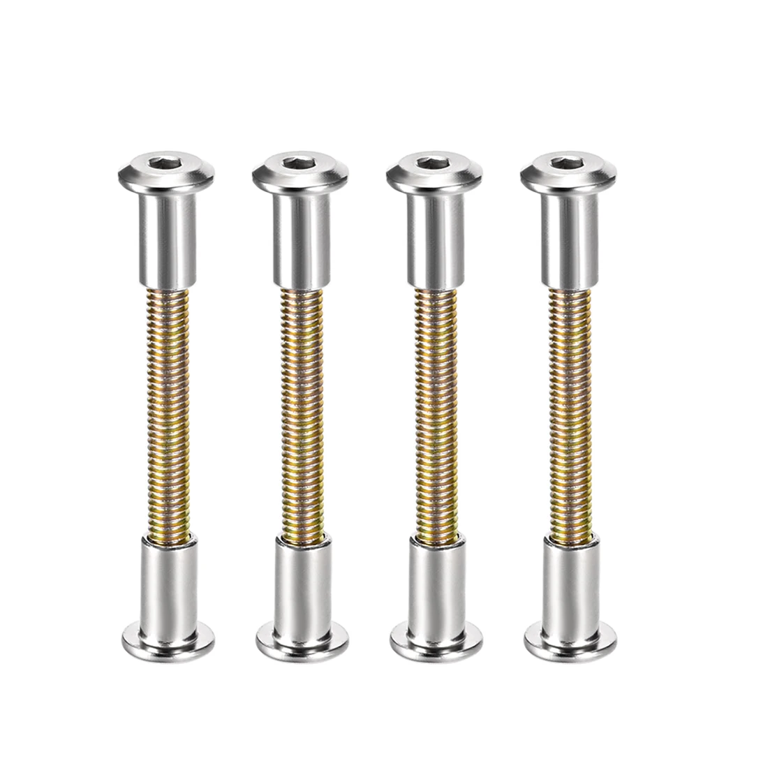 uxcell 4 Sets M6 Hex Socket Screw Post Binding Binder Leather Fastener Carbon Steel Nickel Plated