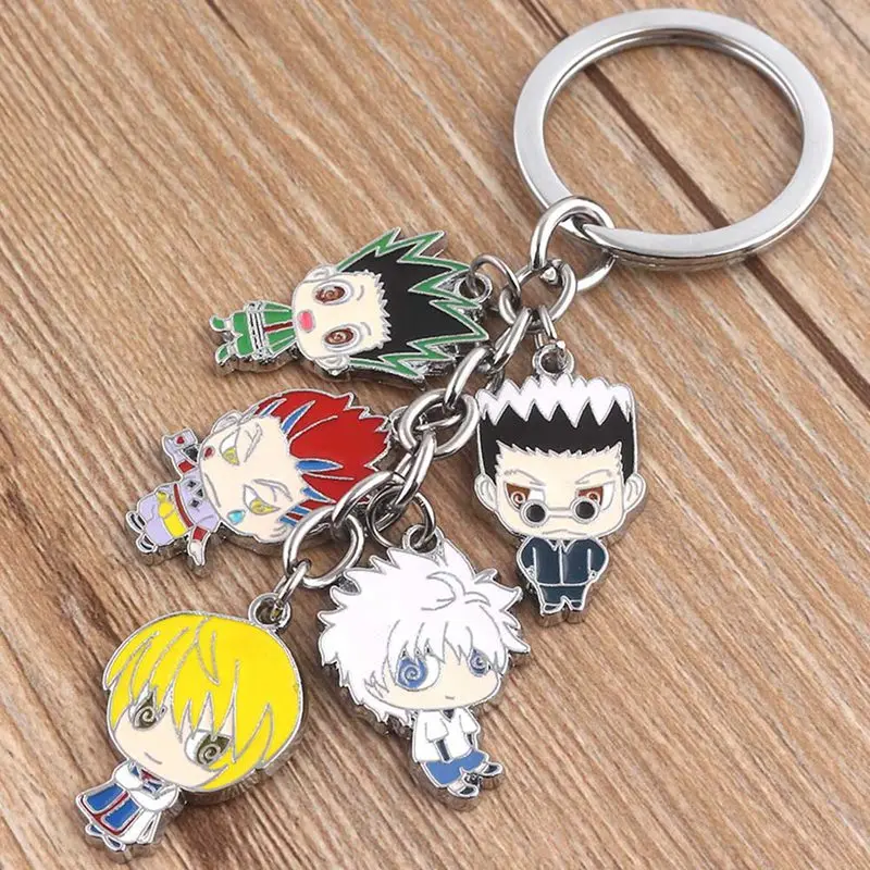 Anime Hunter X Hunter Keychain Gon Killua Zoldyck Kurapika Hisoka Metal Figures Keyring Fahsion Car Key Chain Jewelry