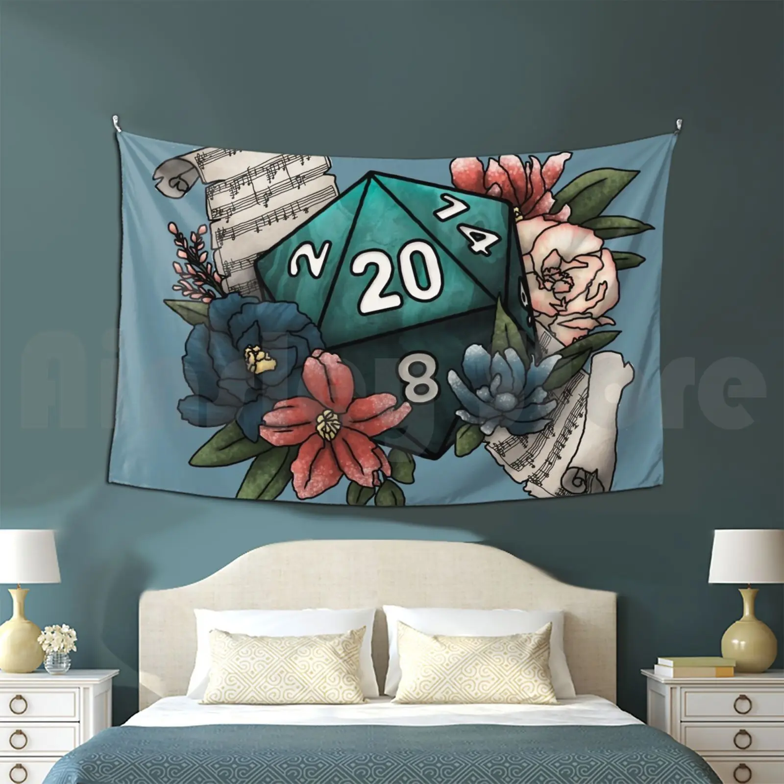 Bard Class D20-Tabletop Gaming Dice Tapestry Background Wall Hanging D20 D D Dnd Tabletop Gaming Dice Feminine