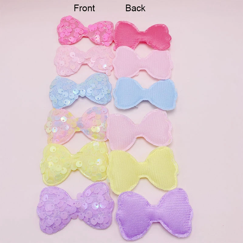42 Stück/Set, 6 x 3,5 cm, glitzernde Pailletten-Schleifen, gepolsterte Applikationen zum Selbermachen von Haarreif-Accessoires und für Bastelarbeiten, Nähzubehör für Kleidung. – Detail 11