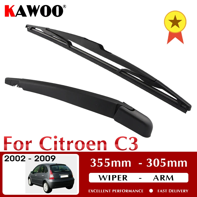 KAWOO Auto Car Rear Wiper Blade Blades Back Window Wipers Arm For Citroen C3 Hatchback (2002-2009) 355mm Auto Windscreen Blade