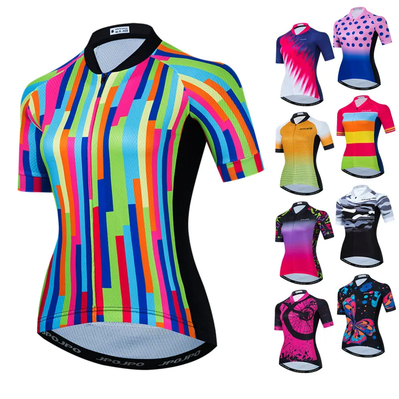 

Weimostar Color bar Women Cycling Jersey Pro Team Bike Jersey Breathable Cycling Clothing Racing Sport Bicycle Shirt Cycle Wear