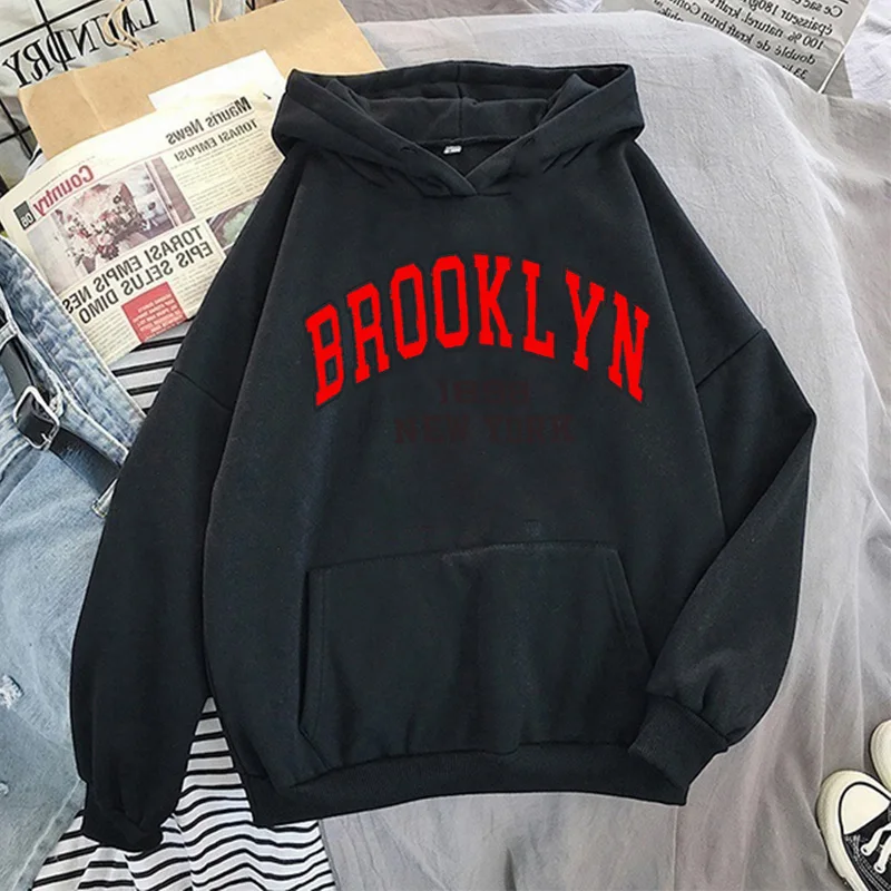 Spring Autumn Hoodies Printed Brooklyn Lette Streetwear Men Women Fashion Oversized Hoodie Tracksuits Unisex Clothing Coat